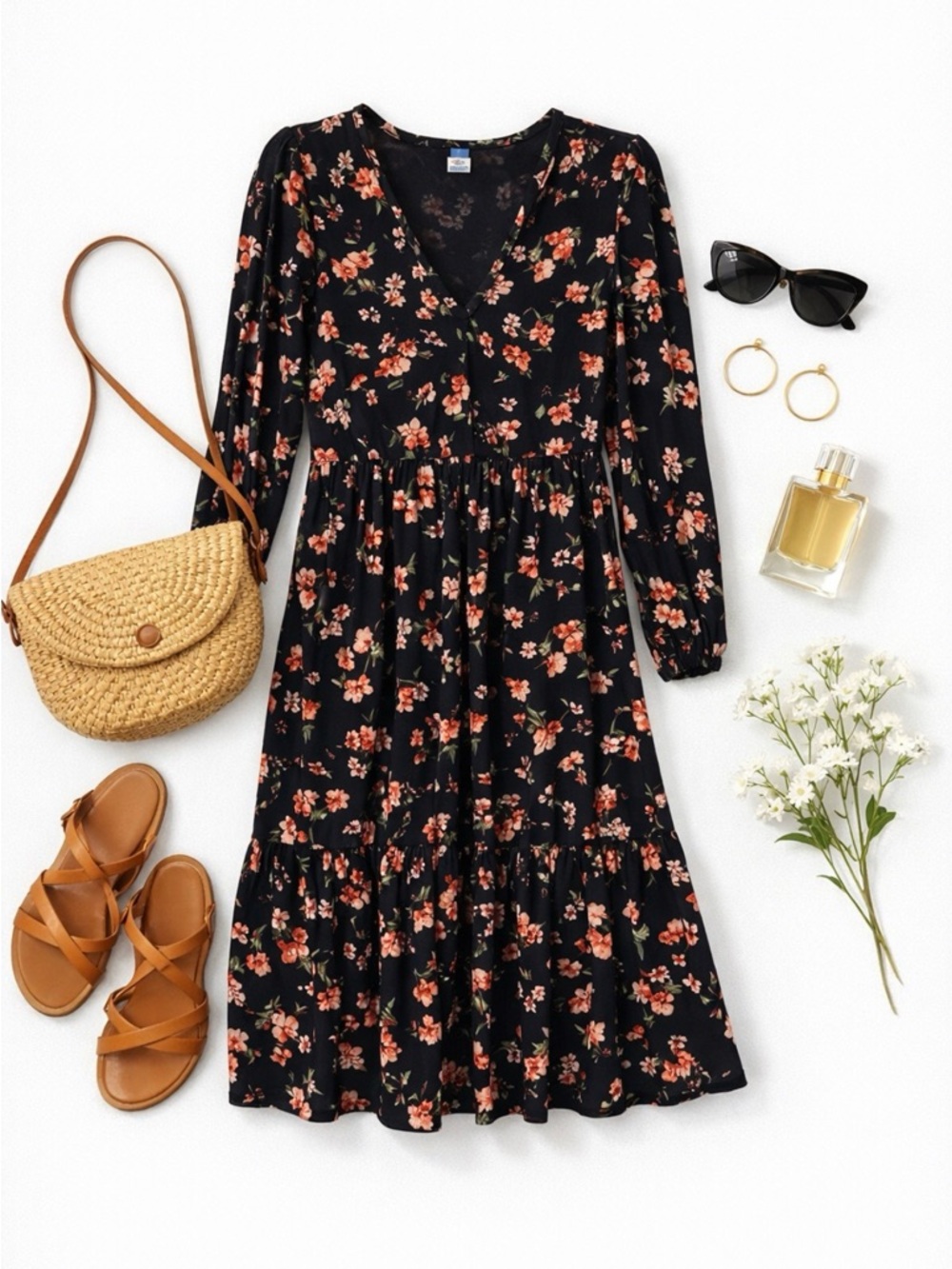 Floral Black Dress